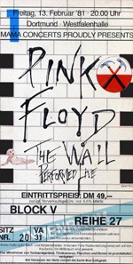 Pink Floyd The Wall 1981 Dortmund Pink Floyd A Fleeting Glimpse