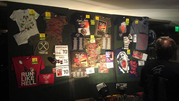 Some of the Merch that's on sale on this leg of the tour. (Thanks to Eric Jokinen)