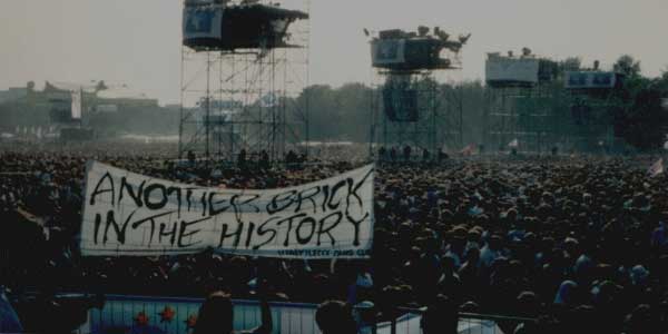 A banner in the crowd, made by some fans who marched it around the field to loud cheers. 