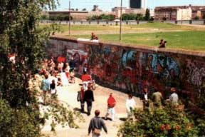 Another postcard, this one a pic of Potzdamer Platz BEFORE the wall came down. Notice the armed guards posted at the top of the wall. The field behind them was littered with land mines, and special crews were assigned teh task of cleaning up the site before the concert. They were still removing the last few land mines the night before the show! 