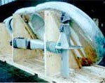 Special cradle showing part of the aeroplane inserted