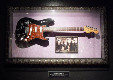 Taken in February 2012 the plaque reads 'This Fender Stratocaster was signed by all members of Pink Floyd'. With thanks to John Elliott 