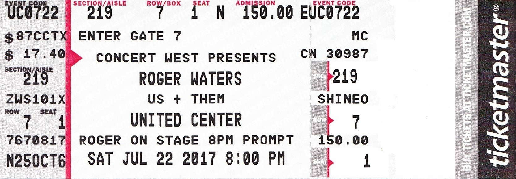 Roger Waters 22 July Chicago Il United Center