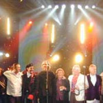 Curtain call. David Gilmour didn't appear for the final number 'My Sweet Lord' (Which apparently was a bit of a shambles) so is not in this picture.